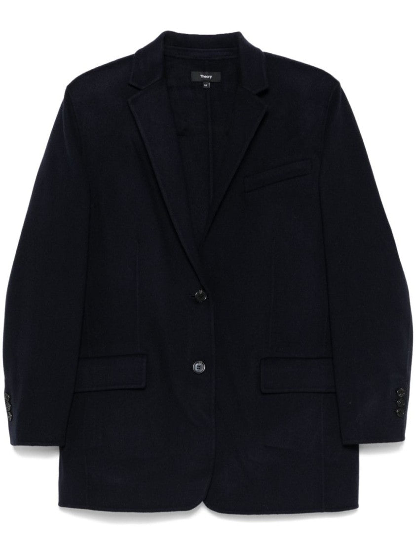 Theory Navy Blue Wool Cashmere Blazer