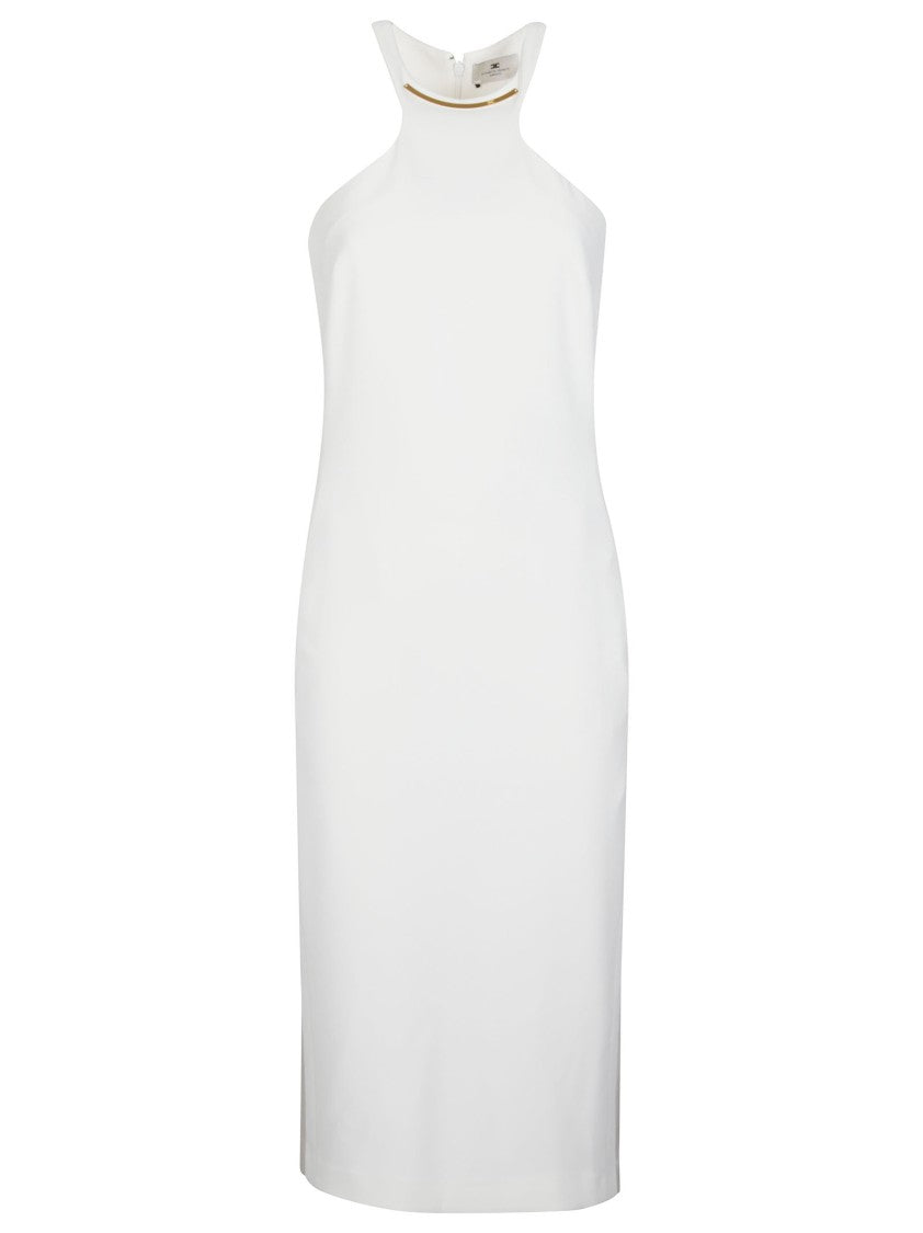 Elisabetta Franchi Knee Length Halter Gold Day Dress