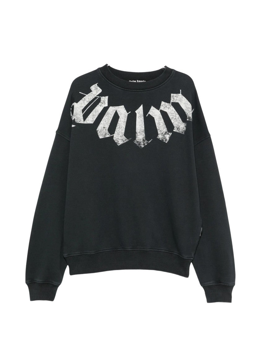 Palm Angels Big Neck Black Logo Oversized Sweatshirt