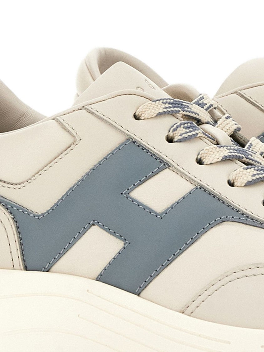 Hogan Silk And Nylon Logo Stamp Sneakers