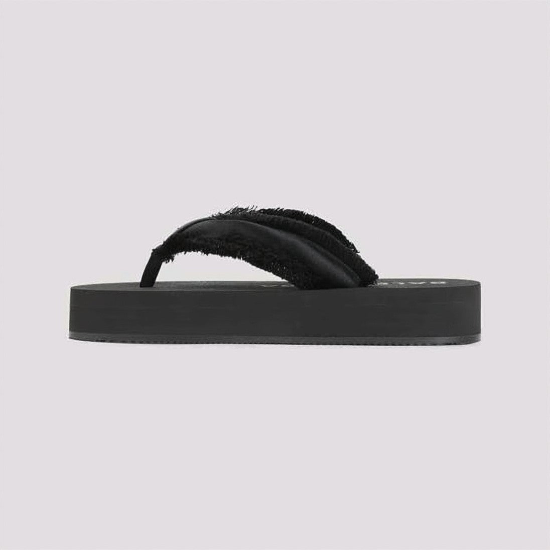 Balenciaga Black Thong-Style Frayed Edge Platform Sandals