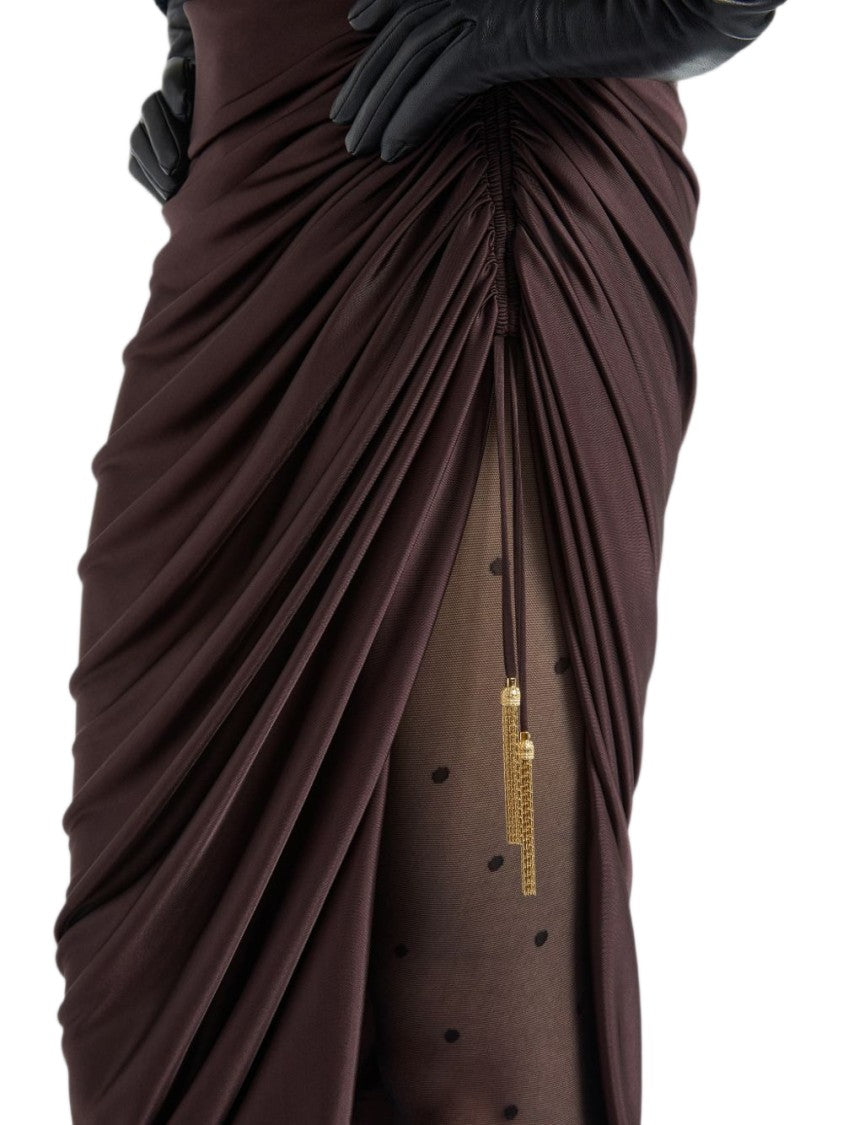 Balmain Ruched Midi Skirt With Gathered Detail