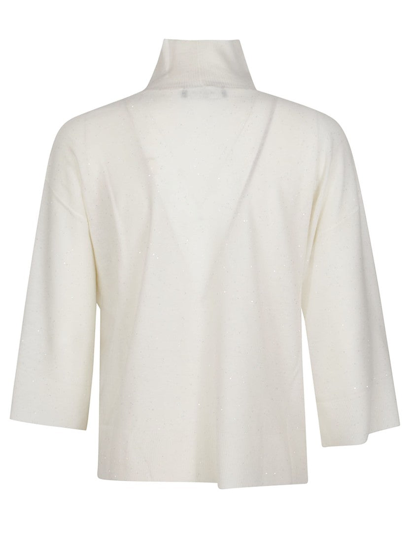 Fabiana Filippi White Turtle Neck Boxy Wool-Blend Turtleneck