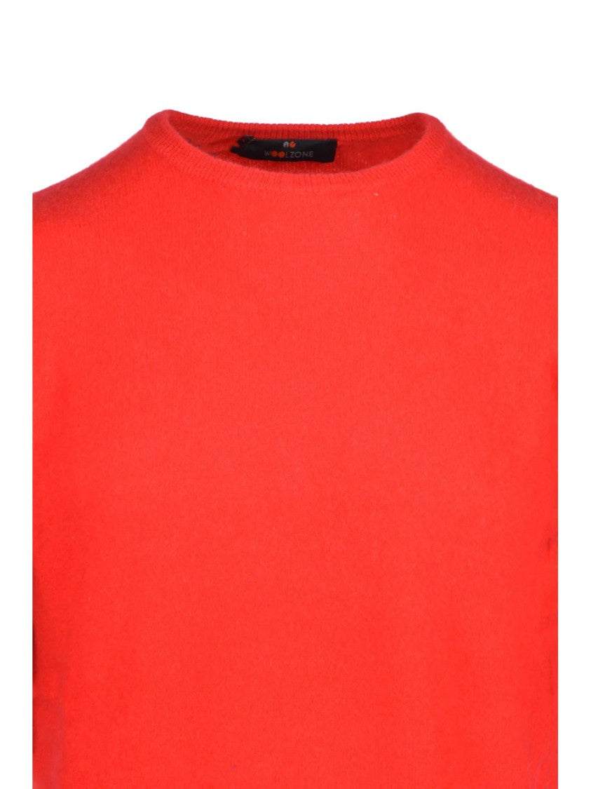 Woolzone Red Fine-Knit Cashmere Crewneck Sweater