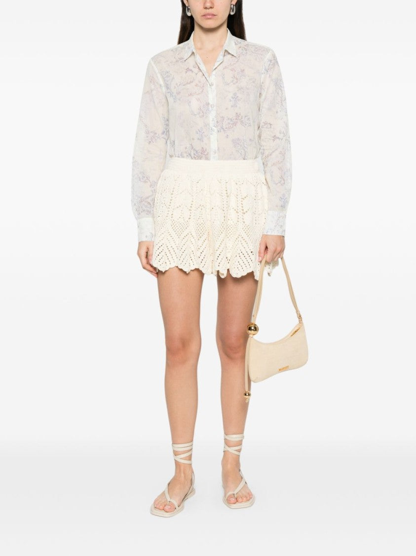 Forte Forte Semi-Sheer Lilac Floral Shirt With Classic Collar