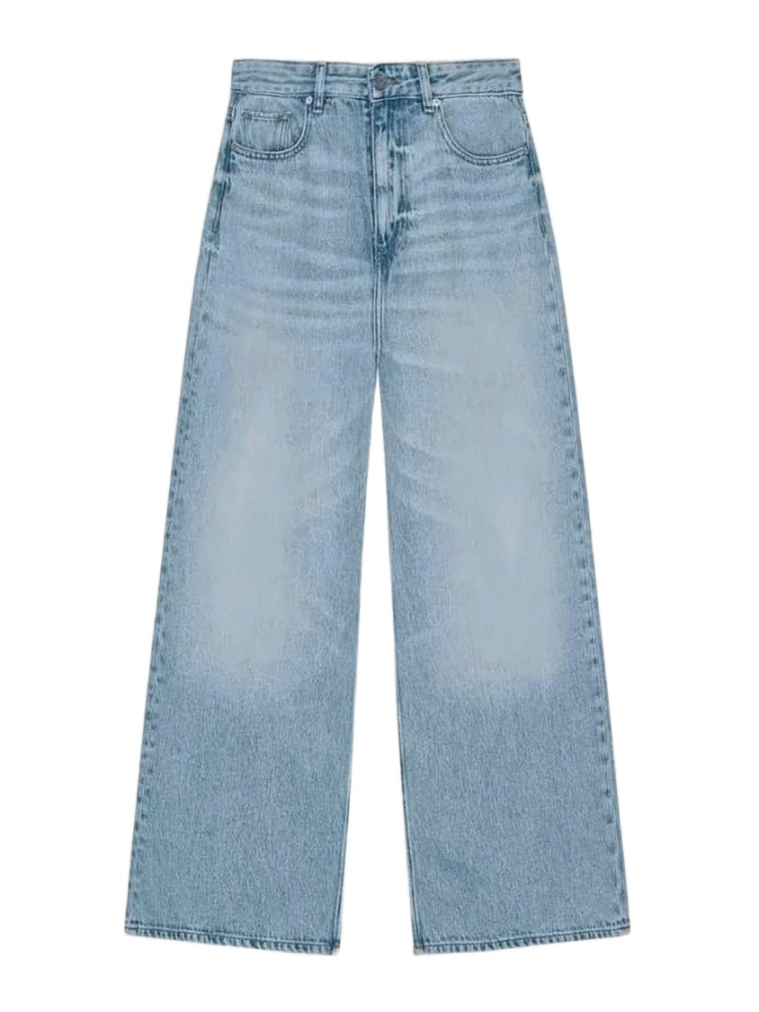 Ganni Wide-Leg Denim Trousers With Light Blue Wash