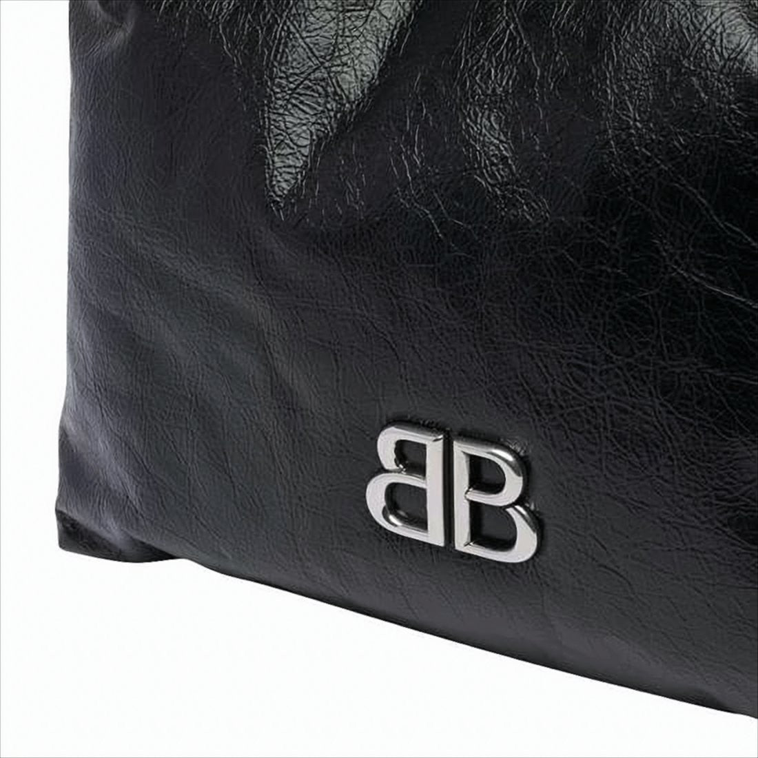 Balenciaga Glossy Calf Leather Shoulder Bag With Metallic Logo