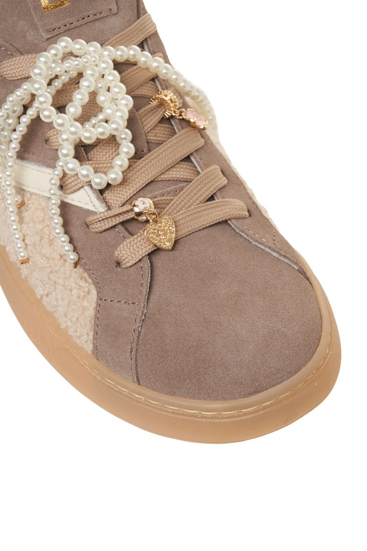 Gio+ Suede Sneakers With Pearl-Embellished Laces