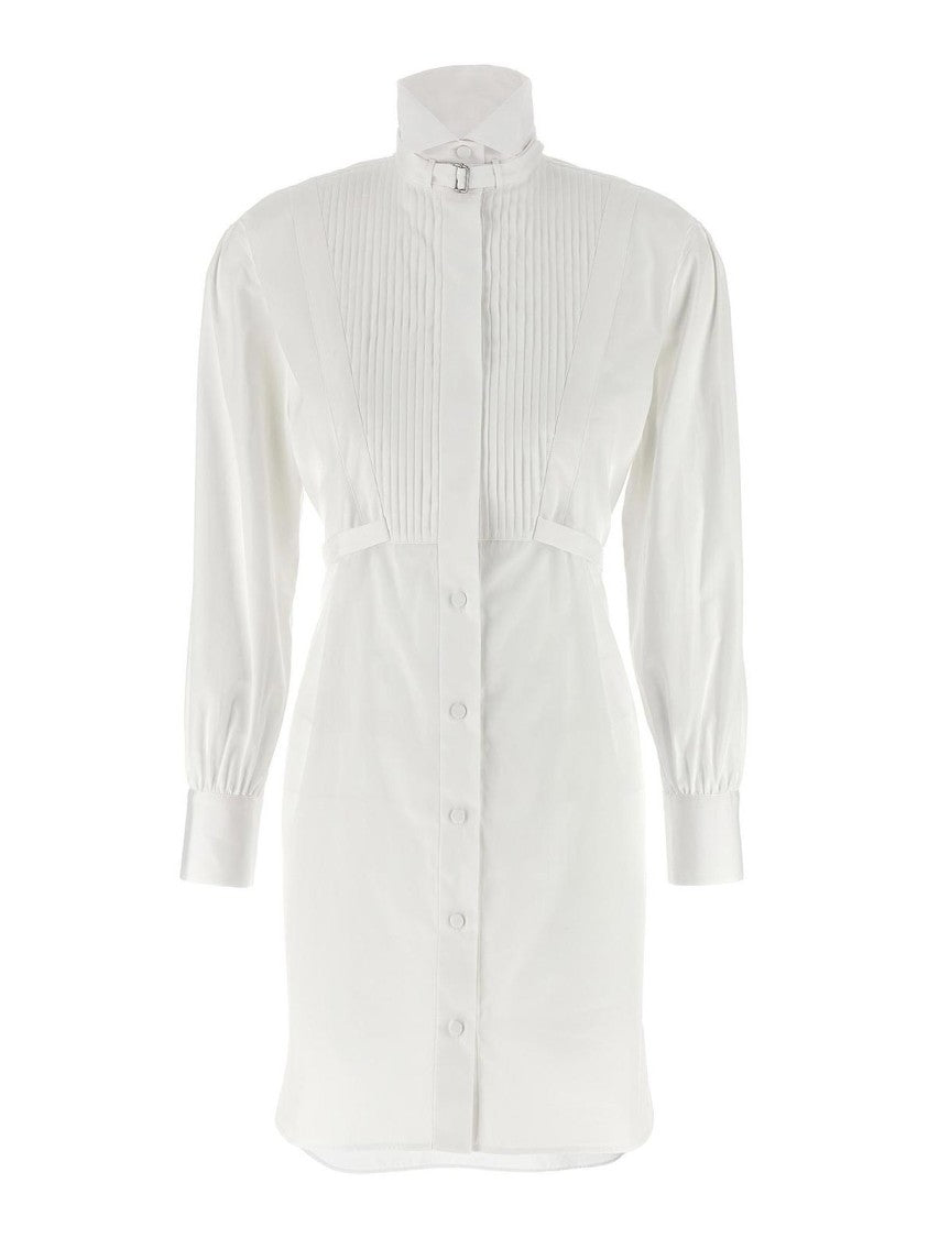 Alexander Mcqueen Structured High-Collar Dress With Pleated Bodice