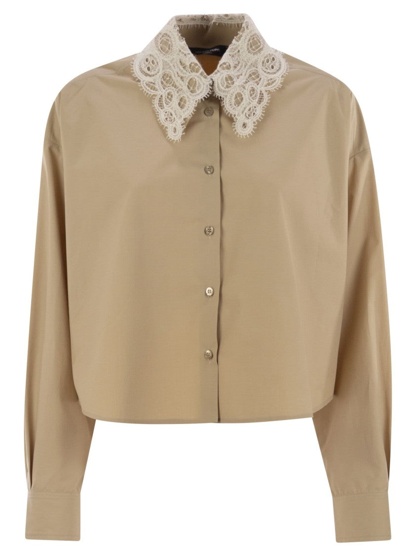 Fabiana Filippi Cropped Shirt With Lace Collar