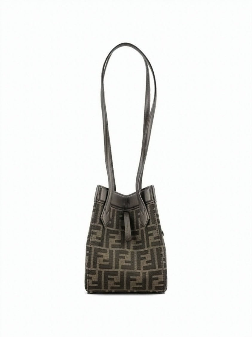 Fendi Trapezoidal Shoulder Bag With Monogram Pattern And Leather Accents