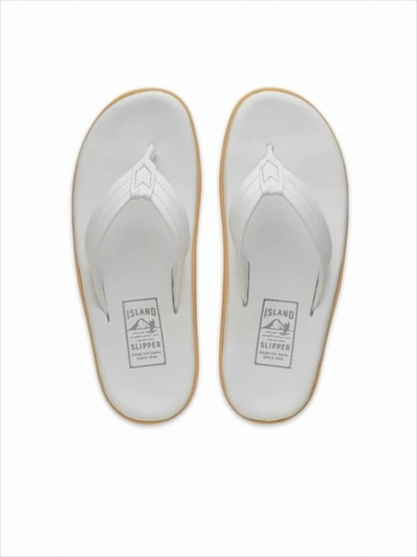 Island Slipper Minimalist Leather Thong Sandals With Cushioned Footbed