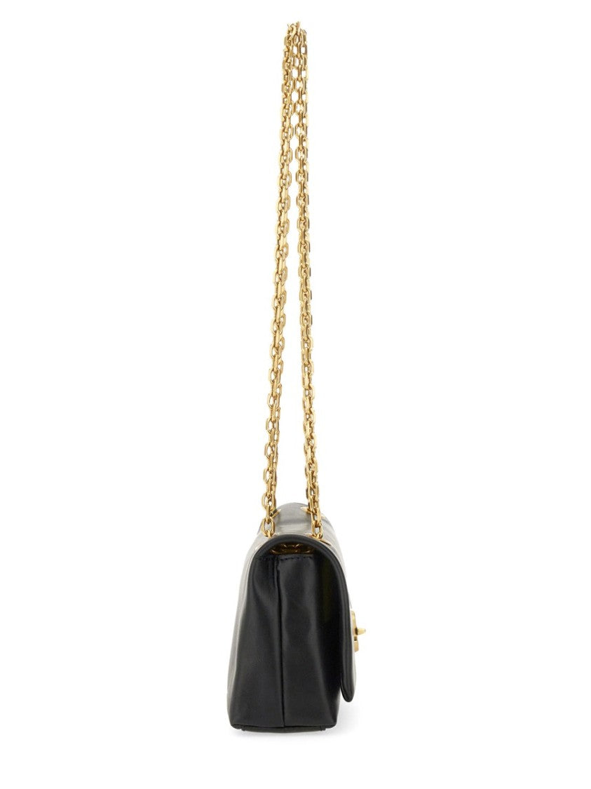 Marc Jacobs Rectangular Leather Shoulder Bag With Dual Gold Chain