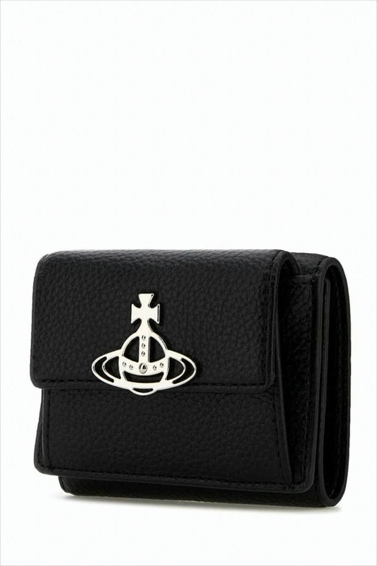 Vivienne Westwood Compact Black Textured Synthetic Leather Wallet