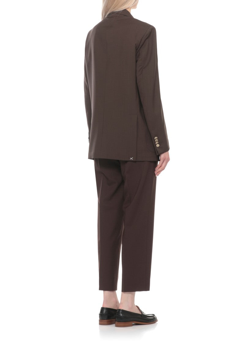 Briglia 1949 Brown Blanchette Double-Breasted Wool Blazer