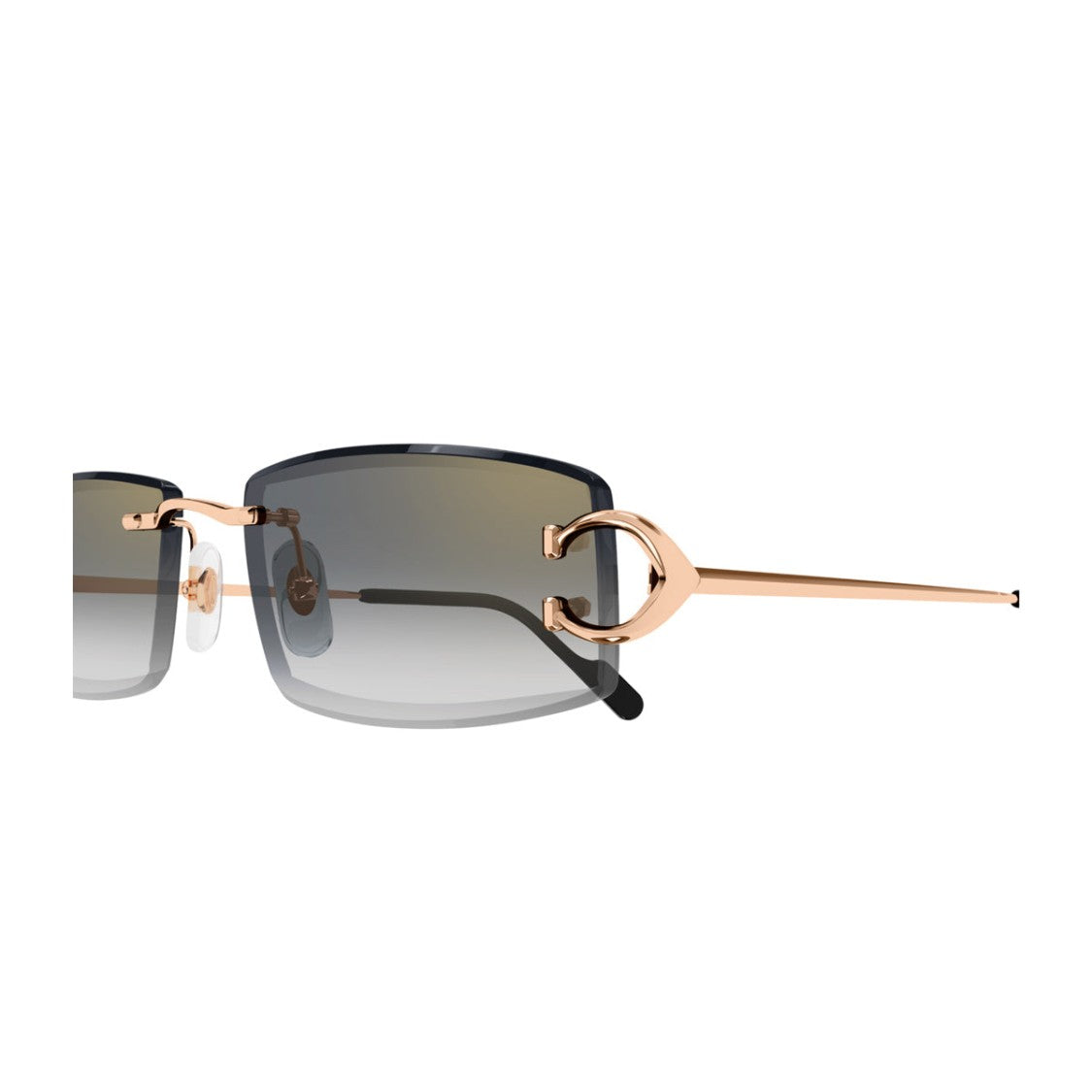 Cartier Gold Metal Frame Sunglasses With Grey Gradient Lenses