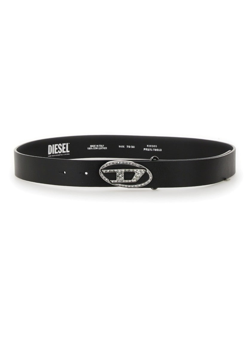 Diesel Black Belt With Logo Buckle
