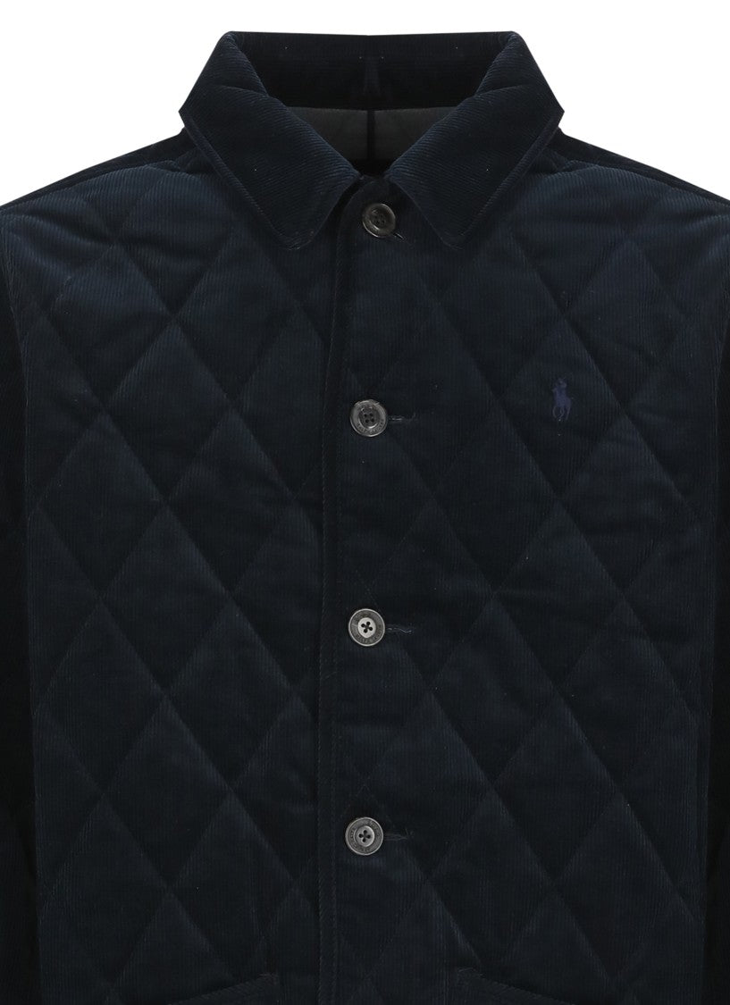 Polo Ralph Lauren Blue Quilted Velvet Shirt Jacket