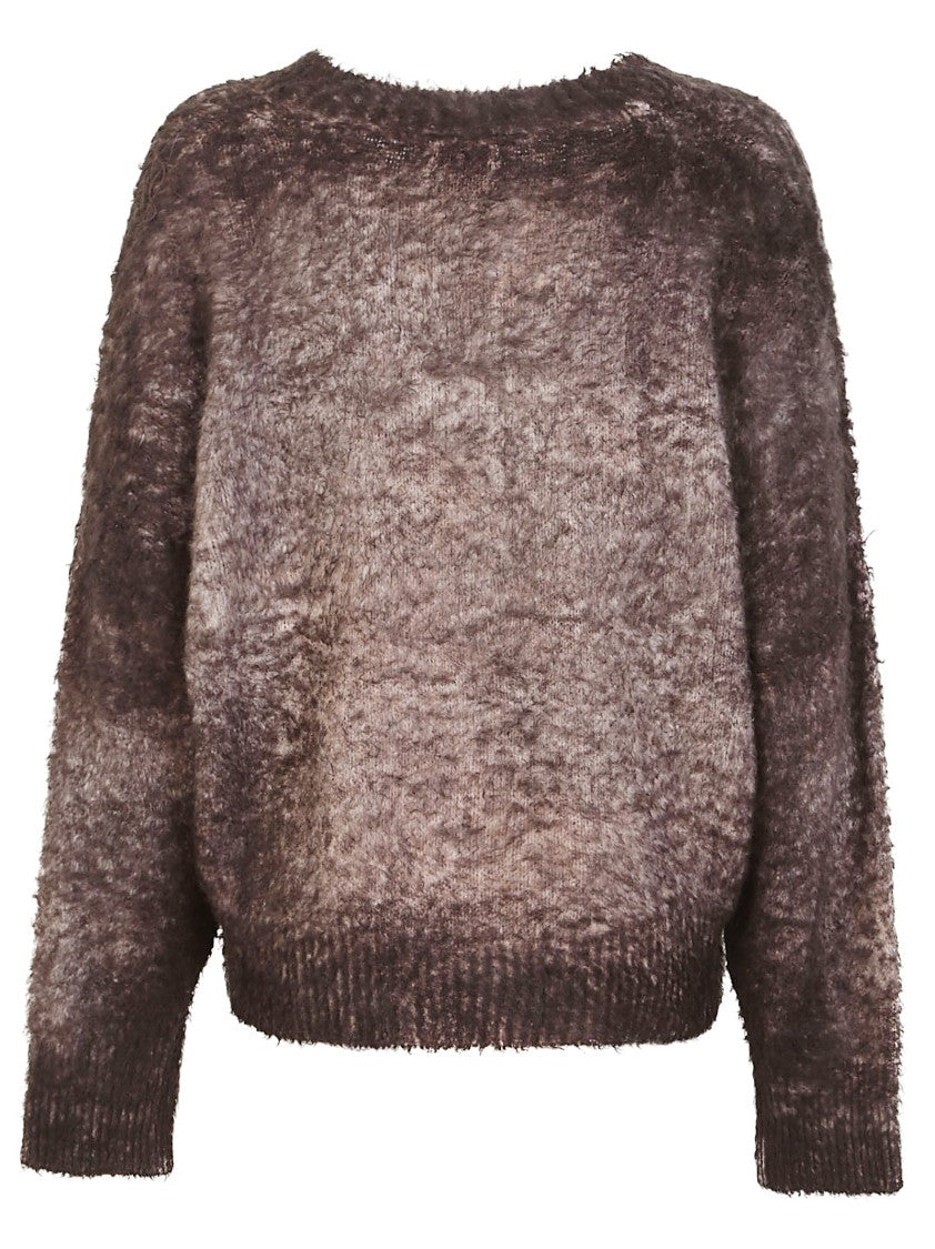 Avant Toi Hand-Painted Brushed Cotton Blend Sweater With V-Neck Design