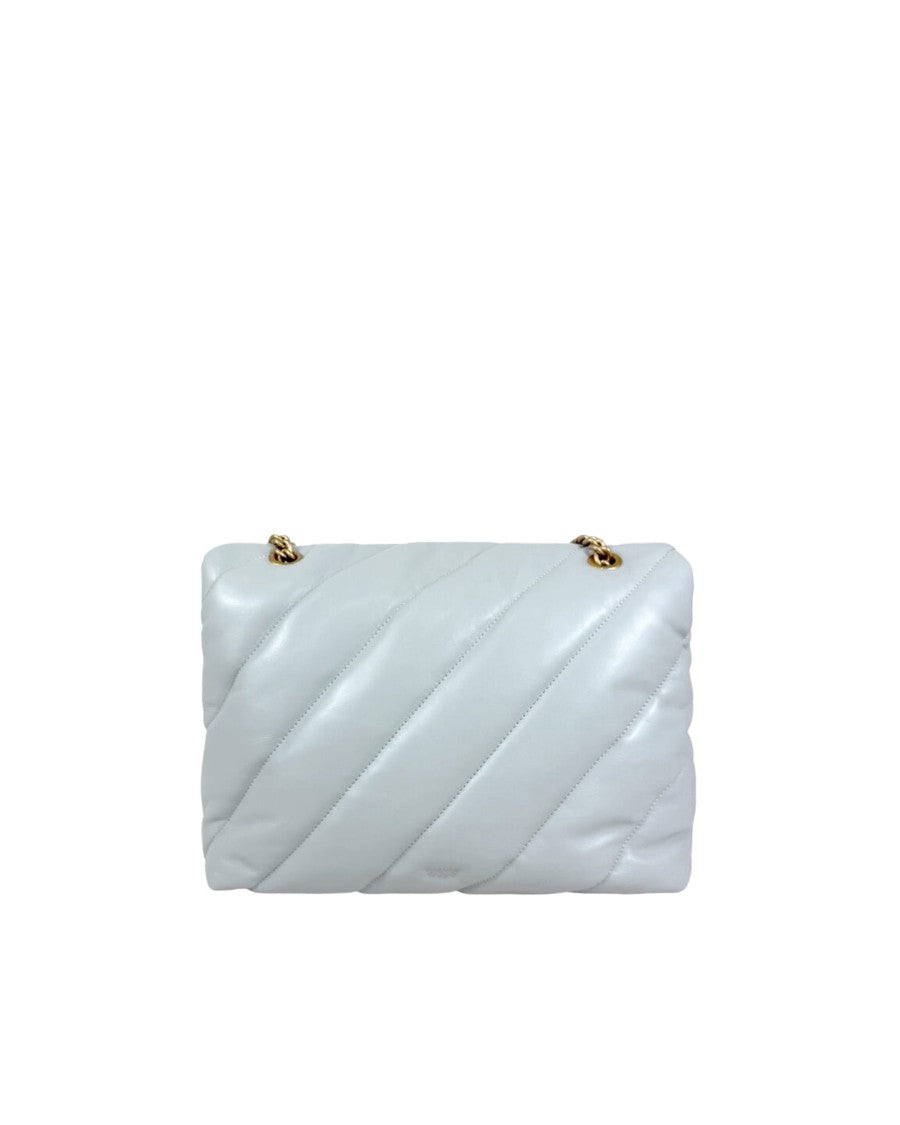 Pinko Love Bag Puff Large Shoulder Bag Pearl Gray Antique Gold