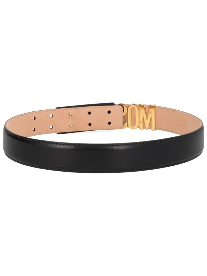 Moschino Black Modern Opulence Leather Belt