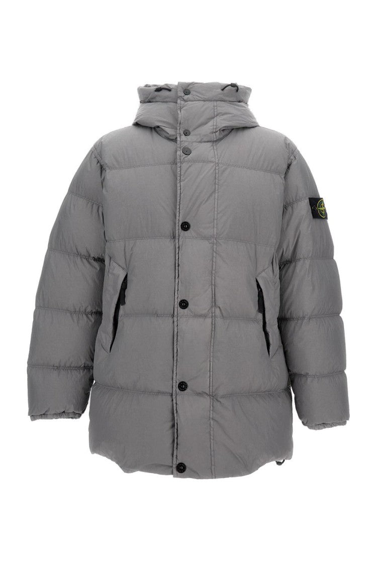 Stone Island Long Puffer Jacket With Hood