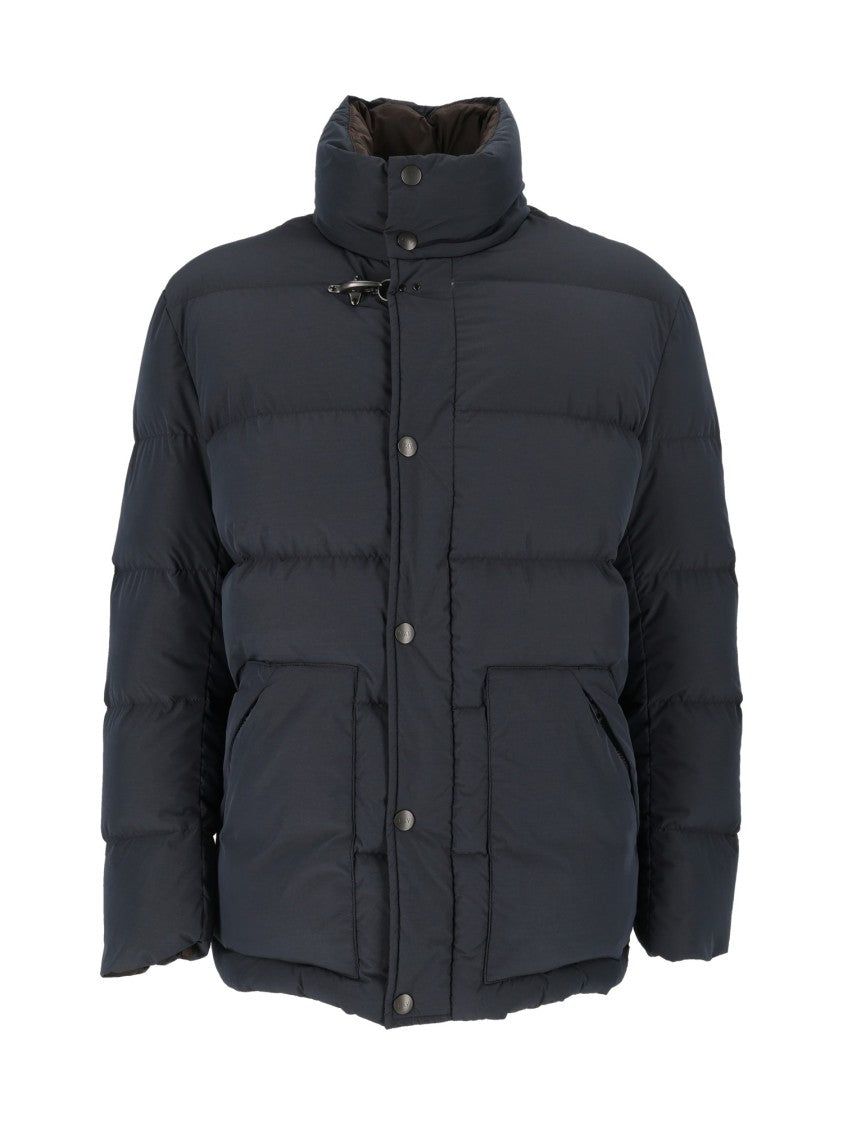Fay Horizontal Quilted High-Collar Down Jacket