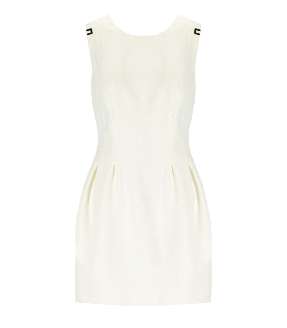 Elisabetta Franchi Ivory Linen Blend Dress