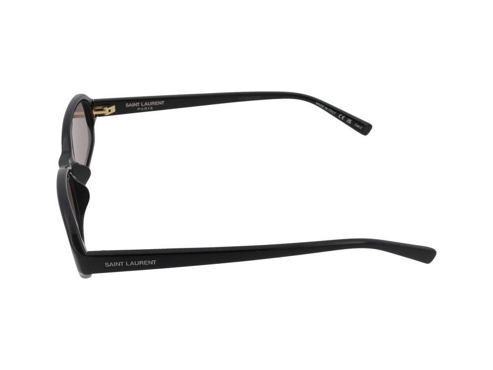 Saint Laurent Sleek Black Frame Brown Lens Rectangular Sunglasses