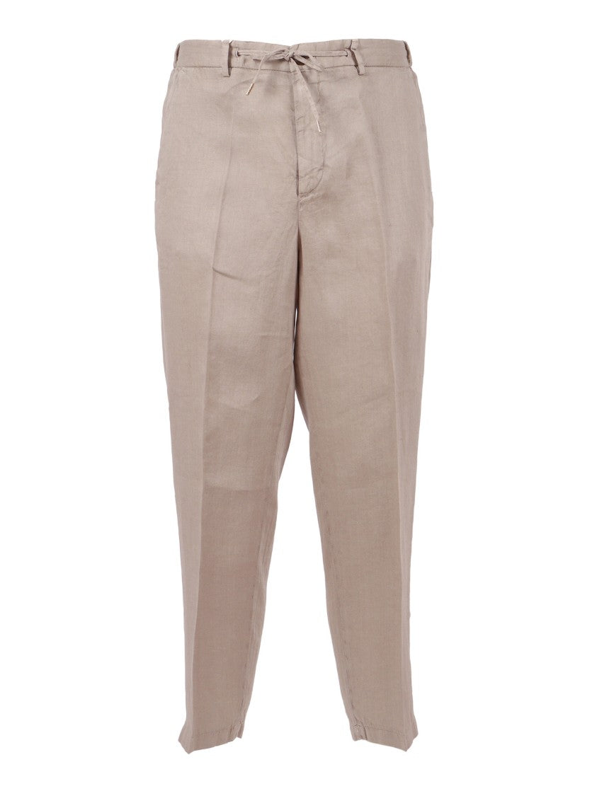 Briglia Linen Tapered Drawstring Straight-Leg Pants