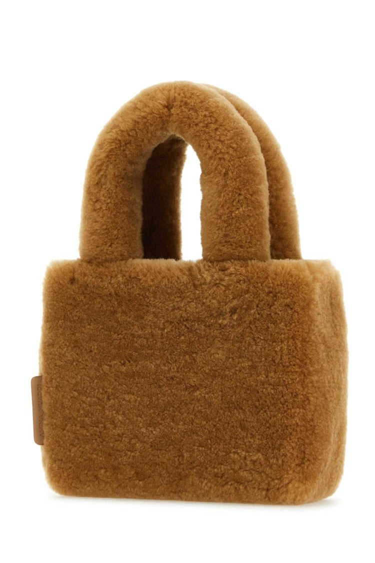 Amina Muaddi Camel Shearling Amini Giuly Handbag