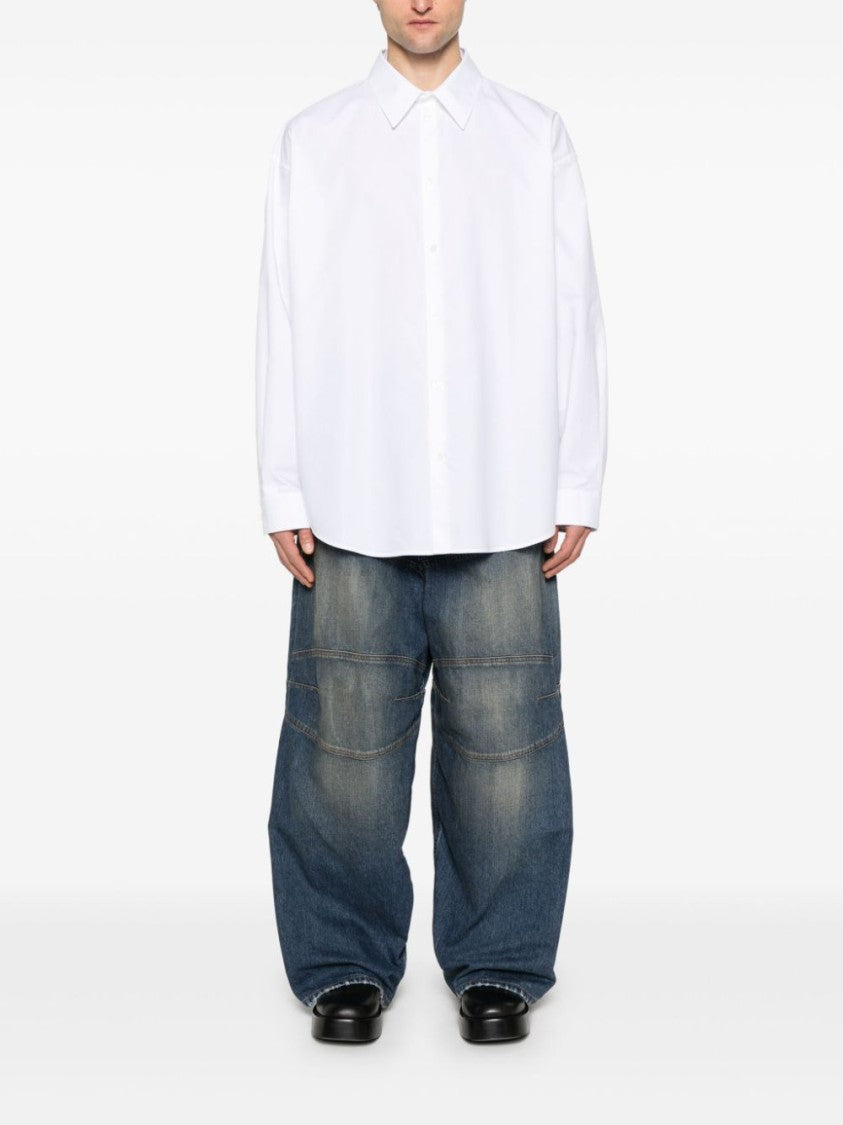 Balenciaga Logo-Embroidered White Relaxed-Fit Shirt