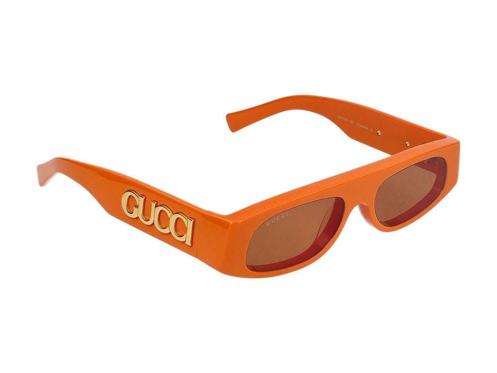 Gucci Orange Gg1771s Acetate Bold Rectangular Sunglasses