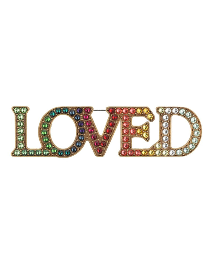 Gucci Crystal Embellished Love Brooch