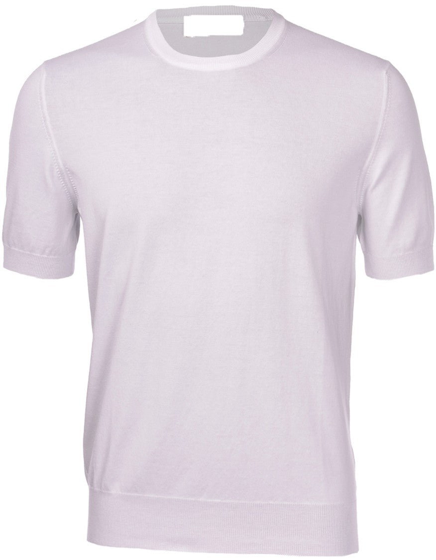 Paolo Fiorillo Capri Fitted White Knit Top With Ribbed Details