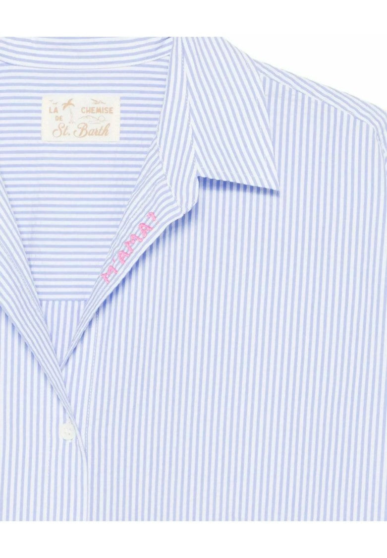 Mc2 Saint Barth Light Blue And White Striped Button-Up Shirt