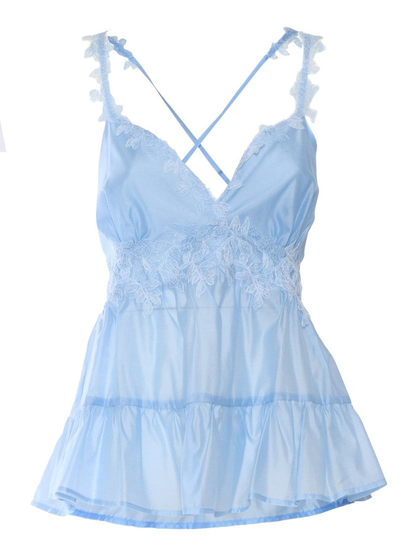 Ermanno Scervino Light Blue Top With Lace