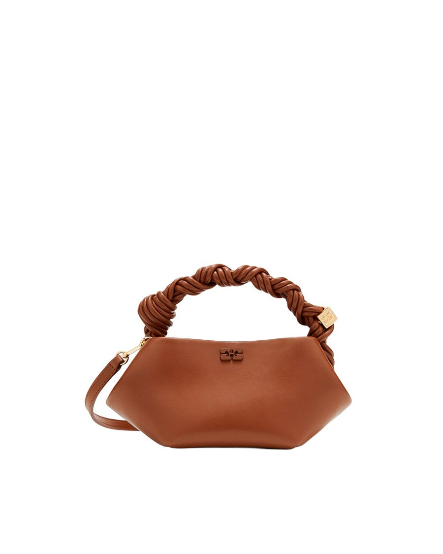 Ganni Structured Leather Twisted Handle Shoulder Bag