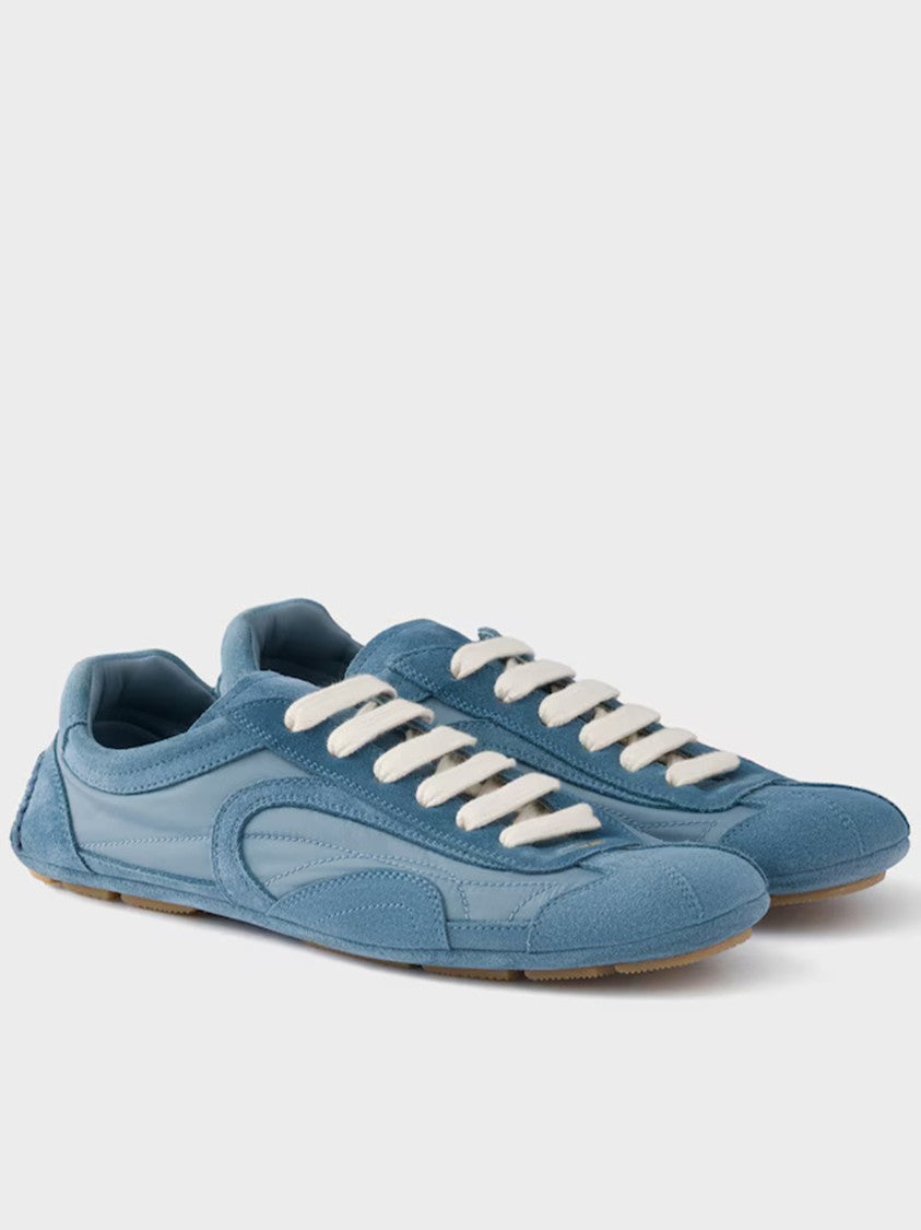Prada Blue Montecarlo Suede/Fabric Panels Sneakers