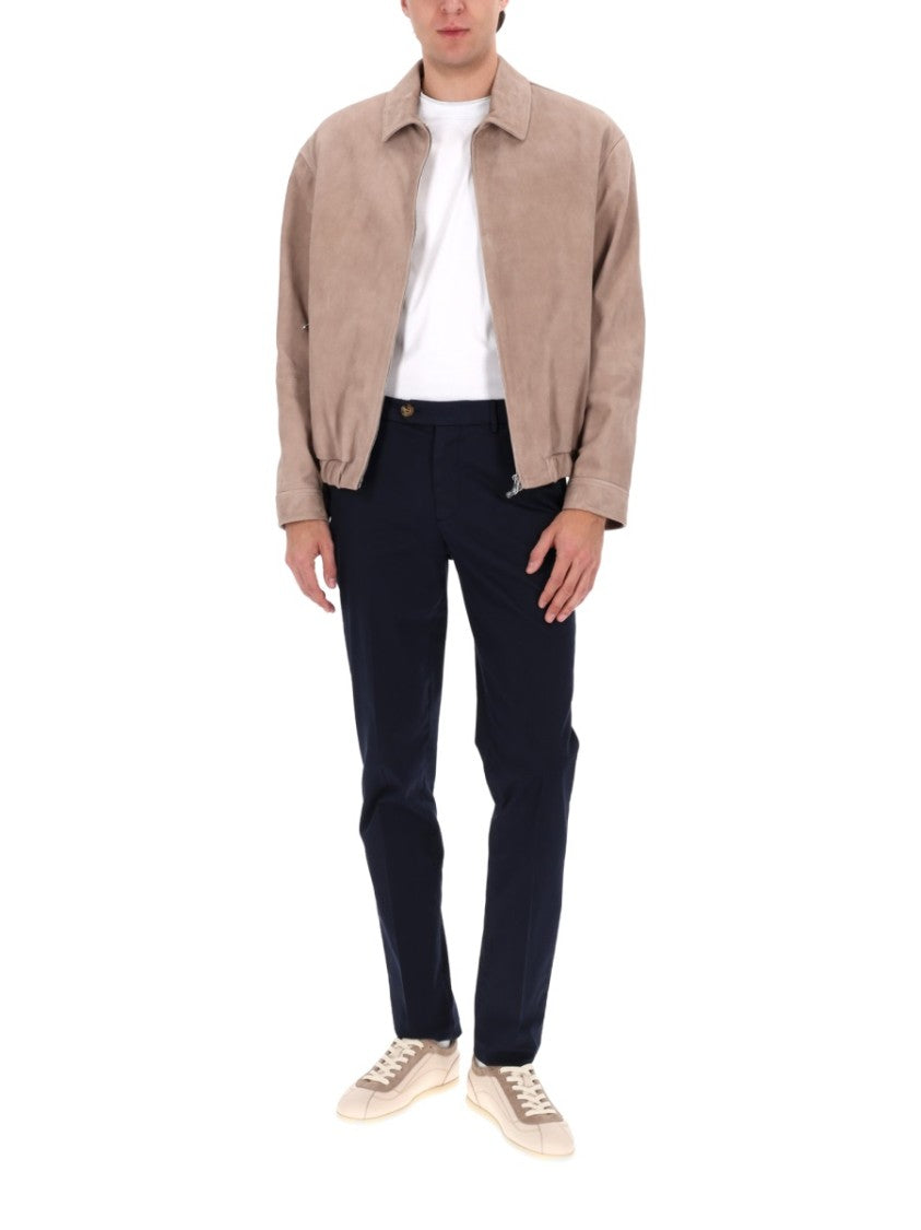 Brunello Cucinelli Minimalist Zip-Up Leather Suede Jacket