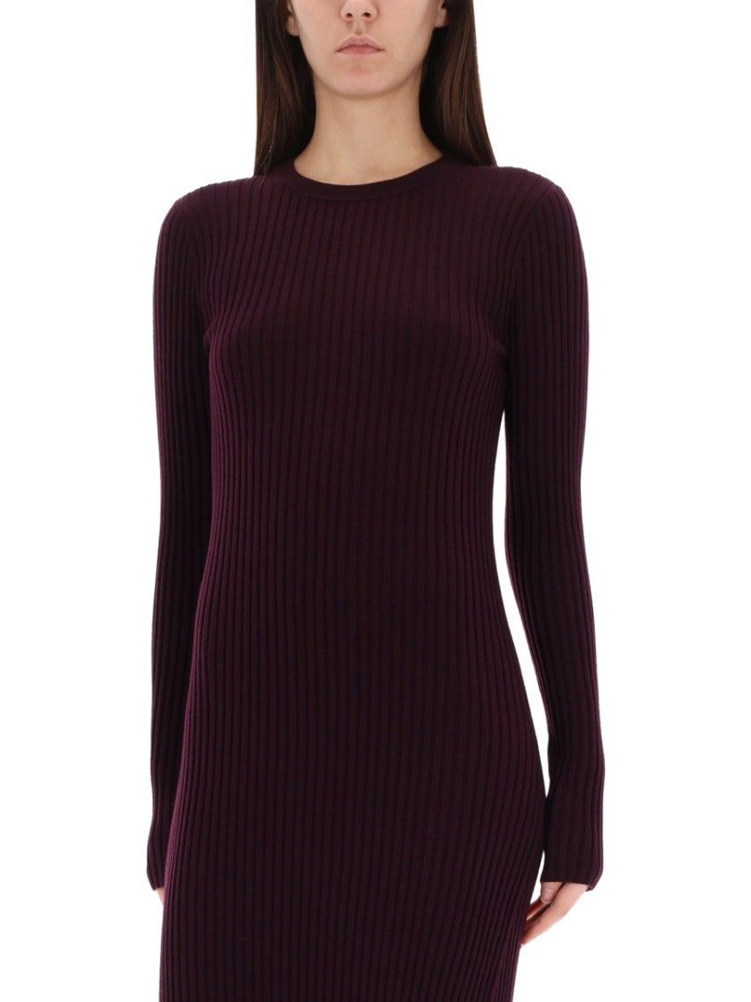 Helmut Lang Ribbed Open Back Midi Dress