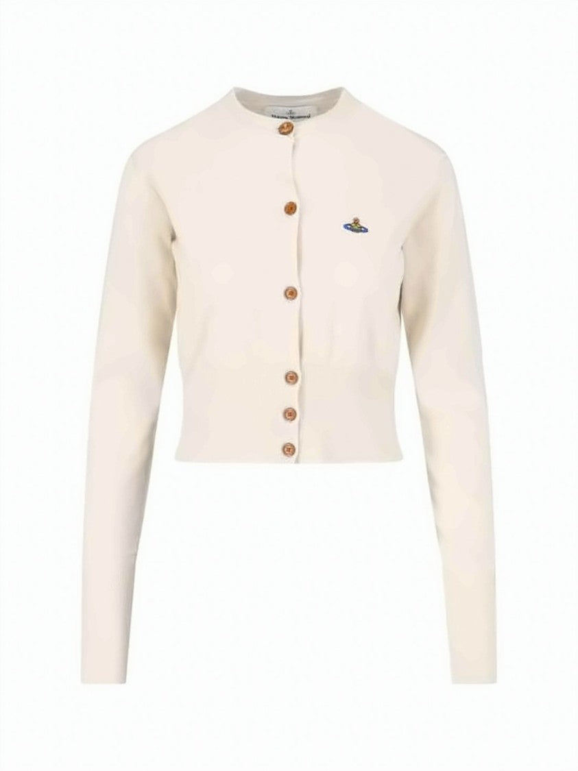 Vivienne Westwood Fitted Blue Cropped Cardigan With Button-Down Front