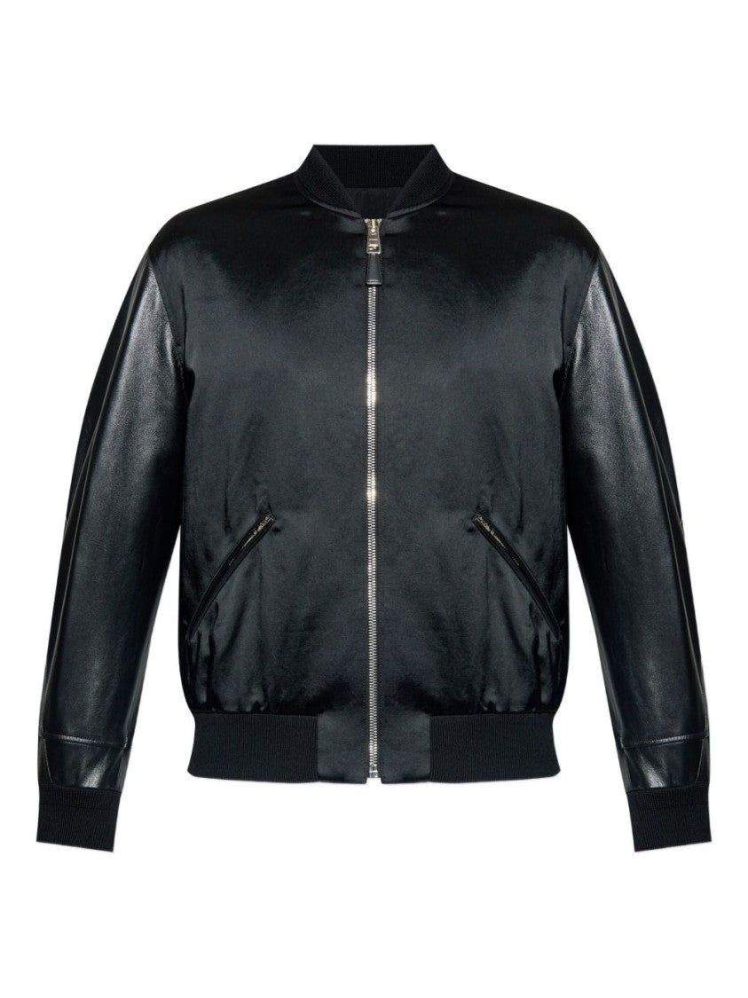 Givenchy Black Baseball Collar Ribbed Zip Jacket