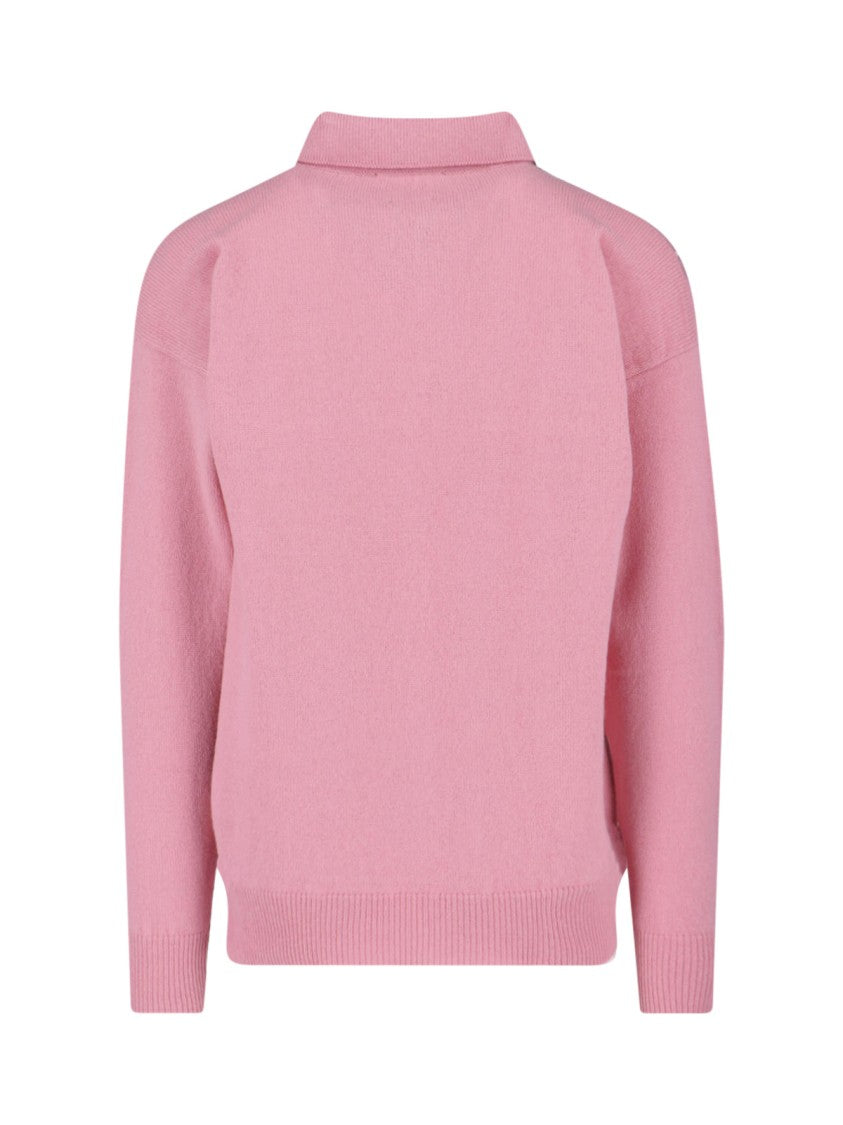 J. W. Anderson Pink Geometric Knit Classic Collar Sweater
