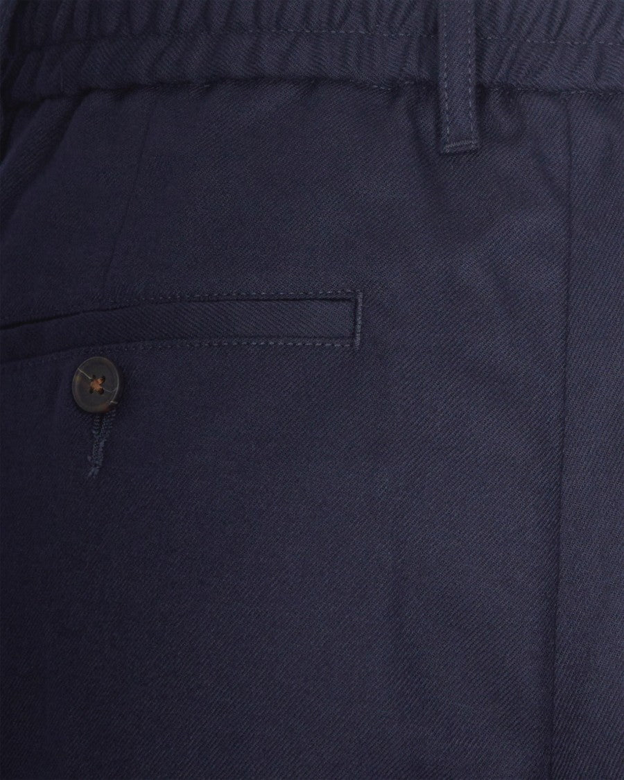 Emporio Armani Navy Blue Virgin Wool Trousers