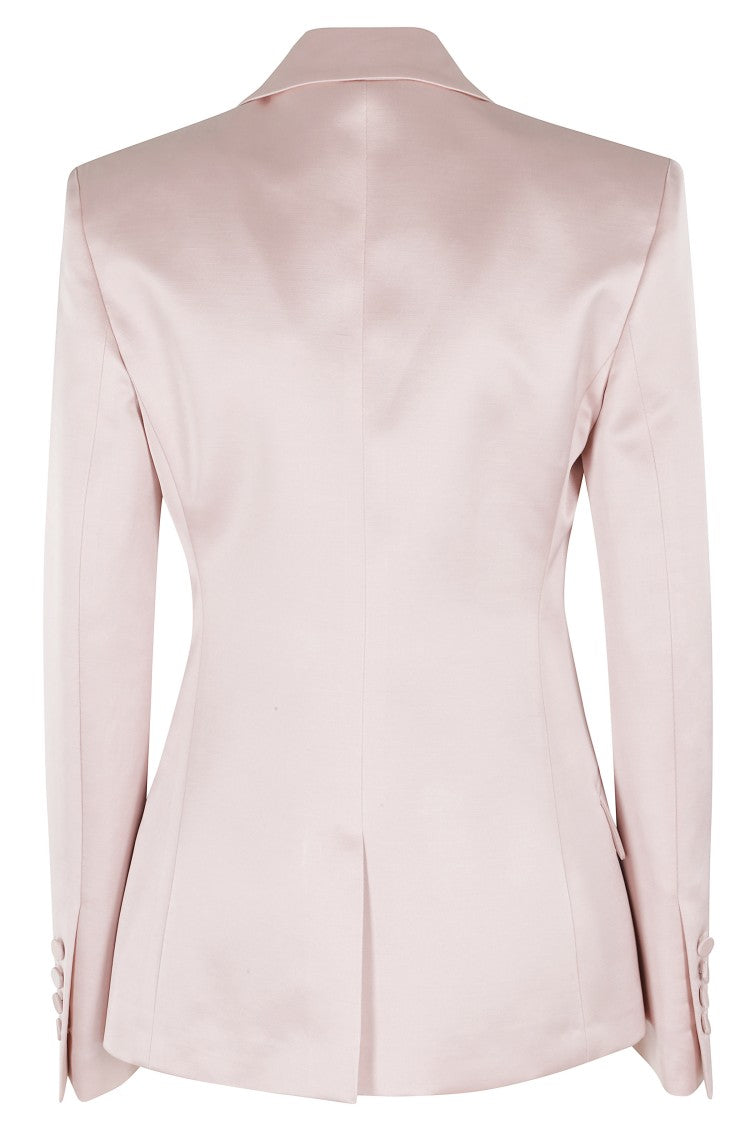 The Andamane Pink Bianca Shiny Single-Breasted Viscose-Blend Blazer