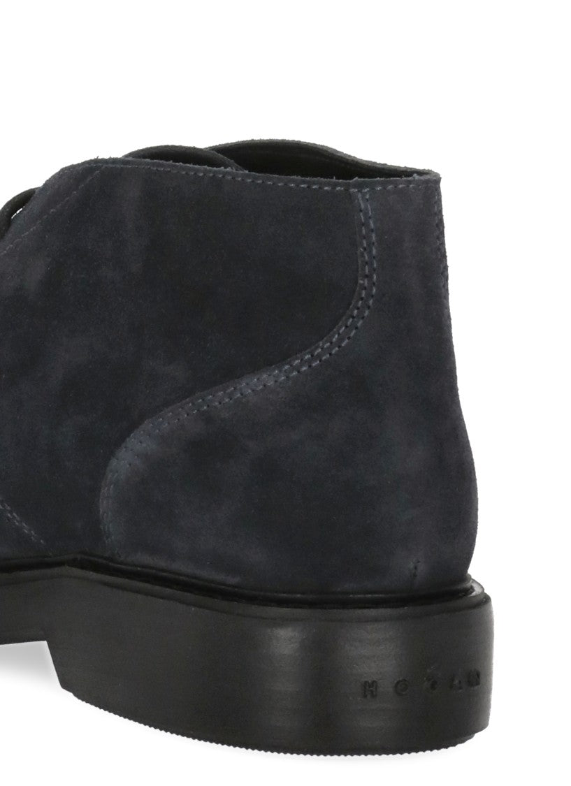 Hogan Blue Suede Lace-Up Boots