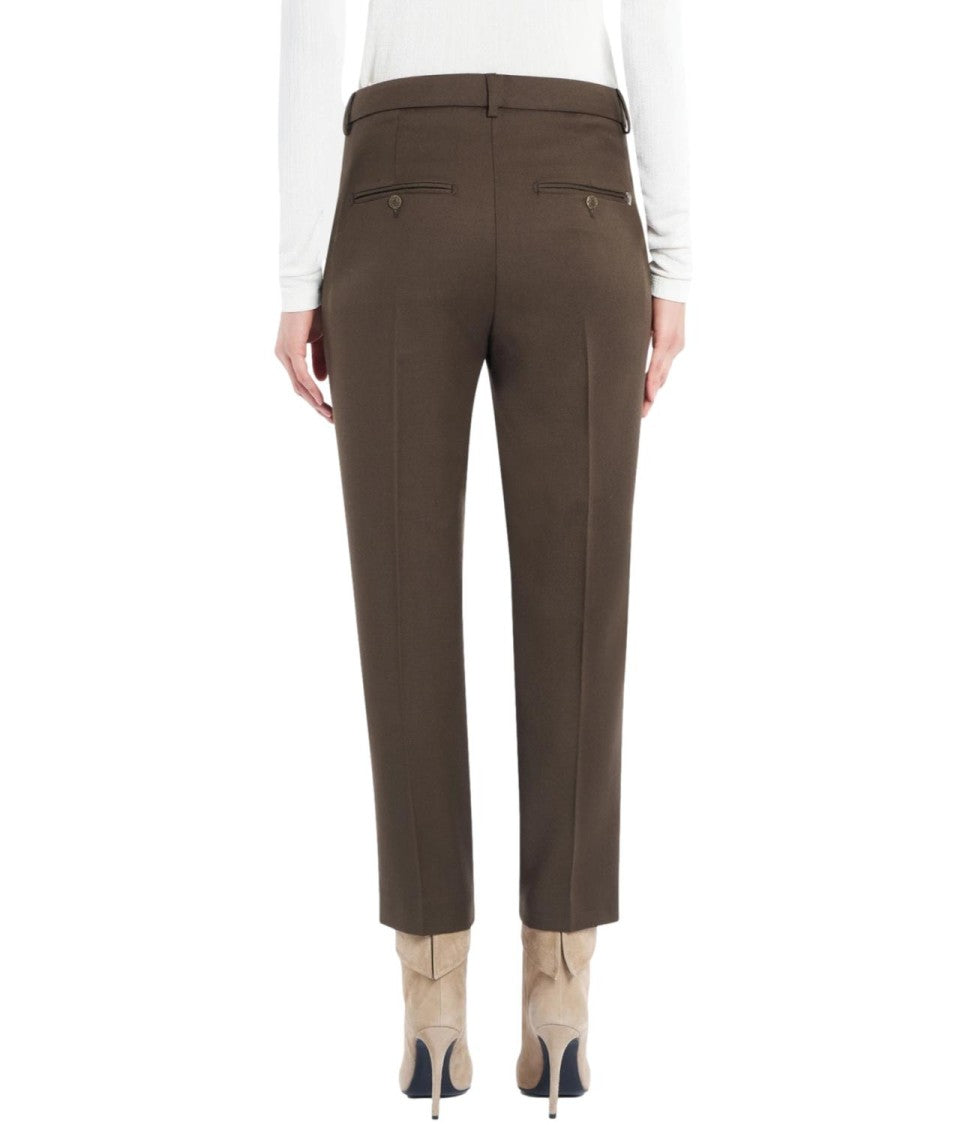 Dondup Tailored Brown Trousers With Cropped Length