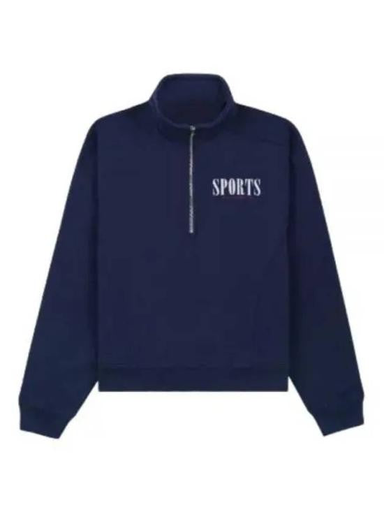 Sporty And Rich Long-Sleeve Quarter-Zip Top With Bold Graphic Detail