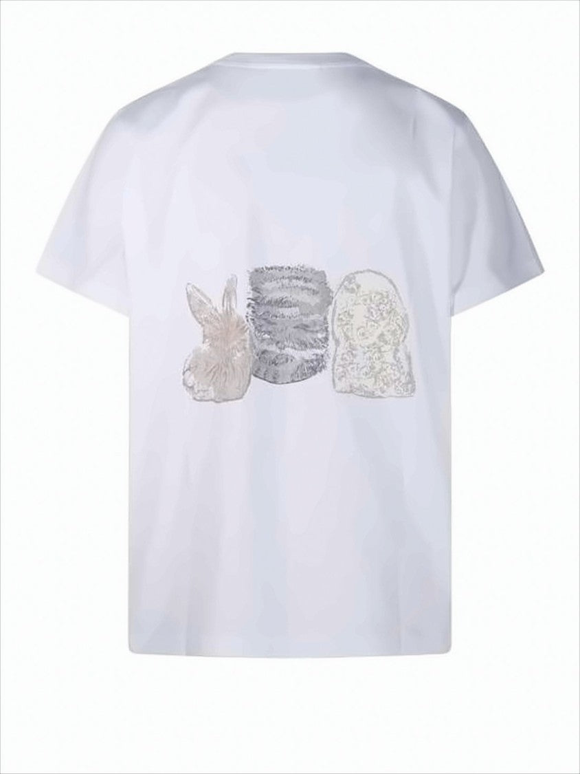 Ganni Short-Sleeved Cotton T-Shirt Featuring Playful Animal Graphics